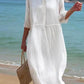 Pure Cotton Lapel Everyday Versatile Mid-length Dress