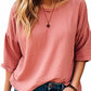 Casual Solid Color Three-quarter Sleeve T-shirt