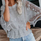 Lace Embroideried Chiffon Batwing Sleeves Blouse