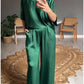 Fashionable Solid Color Mercerized V-neck Casual Suit