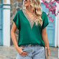 V-neck Lace Satin Short-sleeved Shirt 32097841