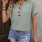 V-neck Button-down Solid Color Short-sleeved T-shirt 01225824