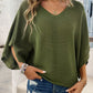 Loose Hollow-out Knited Batwing Sleeve Top