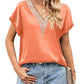 V-neck Lace Satin Short-sleeved Shirt 32097841