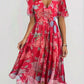 V-neck Chiffon Printed Midi Dress