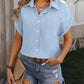 Women's Loose Pocket Casual Wrinkled Short Sleeve Shirt