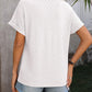 V-neck Button-down Solid Color Short-sleeved T-shirt 01225824