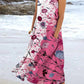 Round Neck Printed Cotton Linen Sleeveless Dress