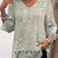 Water-soluble Lace Sleeves and Hem Printed T-shirt