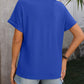 V-neck Button-down Solid Color Short-sleeved T-shirt 01225824