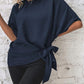 Batwing Sleeves Knotted Hem Plus Blouse