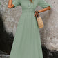 Elegant V-neck Solid Color Commuting Waist Long Dress 57985733