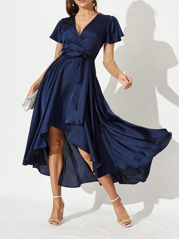 Satin V-neck Maxi Dress