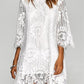 Solid Color Lace Embroidered Shift Dress