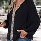 Women's V-neck Loose Patchwork Shirt 73039607YM