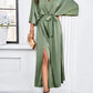 V-neck Satin Waist Maxi Dress