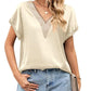 V-neck Lace Satin Short-sleeved Shirt 32097841