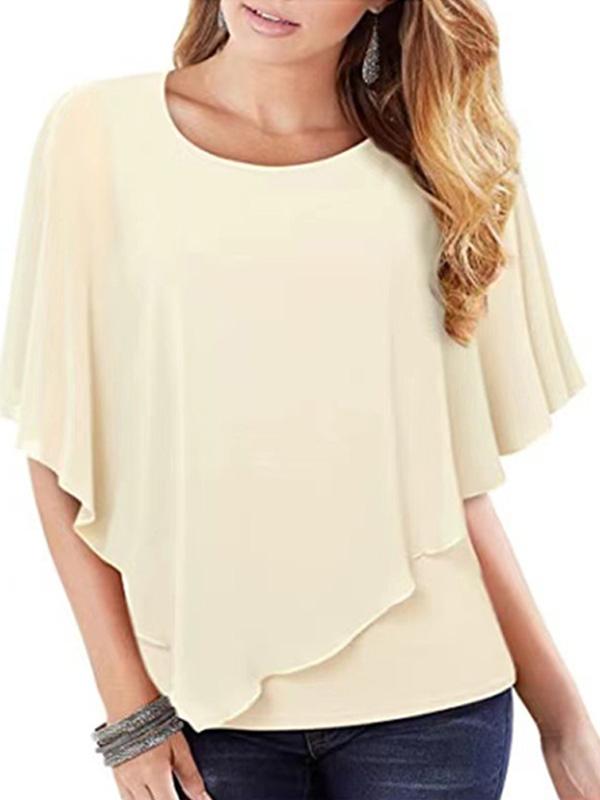 Lightweight Double Chiffon Printed Cape Shirt