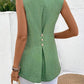 V-neck Sleeveless Solid Button Top