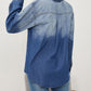 Simple Gradient Stand Collar Single-breasted Denim Shirt