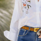 White Symmetrical Embroidered Long Sleeve Shirt