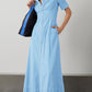 Cotton Cardigan Waist Pocket Maxi Dress