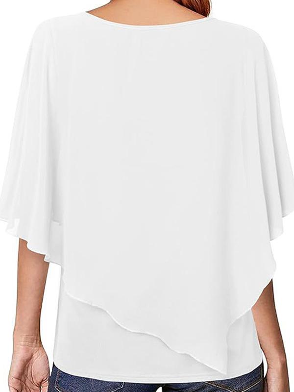 Lightweight Double Chiffon Printed Cape Shirt