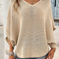 Loose Hollow-out Knited Batwing Sleeve Top