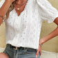 Women's V-neck Lace White Hollow Pullover Shirt 48246765YM