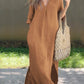 Women's Solid Color V-Neck Linen Pocket Dress