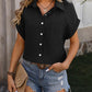 Women's Loose Pocket Casual Wrinkled Short Sleeve Shirt