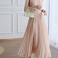 Gentle Pink Pleated Skirt High Waist Vest Dress