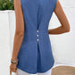 V-neck Sleeveless Solid Button Top