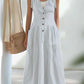 Cotton and Linen Suspender Midi Dress