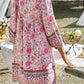 Bohemian Print Long-sleeved V-neck Tie Dress