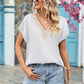 V-neck Lace Satin Short-sleeved Shirt 32097841