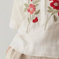 V-neck Embroidered Flower Short-sleeved Shirt