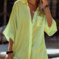 Solid Color Minimalistic Lapel Half Sleeves Shirt