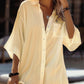 Solid Color Minimalistic Lapel Half Sleeves Shirt