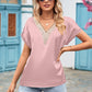 V-neck Lace Satin Short-sleeved Shirt 32097841