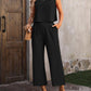 Sleeveless Vest and Wide-leg Pants Casual Two-piece Suit