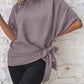 Batwing Sleeves Knotted Hem Plus Blouse