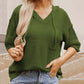 Women's V-neck Hooded Sweater with Pockets Short Sleeved Top