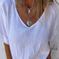 Loose V-neck Casual Cotton and Linen Top