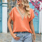 V-neck Lace Satin Short-sleeved Shirt 32097841