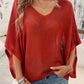 Loose Hollow-out Knited Batwing Sleeve Top