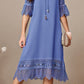 Elegant Lace Trim Patchwork Chiffon Dress