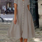 Cotton and Linen V-neck Everyday Shift Dress