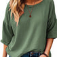 Casual Solid Color Three-quarter Sleeve T-shirt