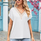 V-neck Lace Satin Short-sleeved Shirt 32097841